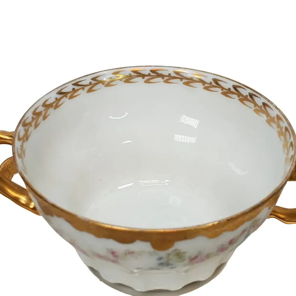Antique Tiffany & Co NY Theodore Haviland Limoges Porcelain Bouillon Cups Saucer